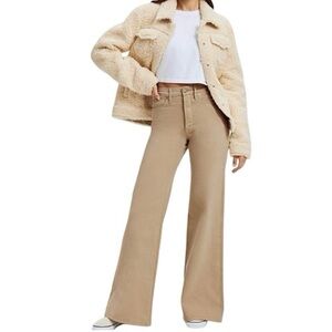 NWT Good American Good waist palazzo wide leg khacki pants